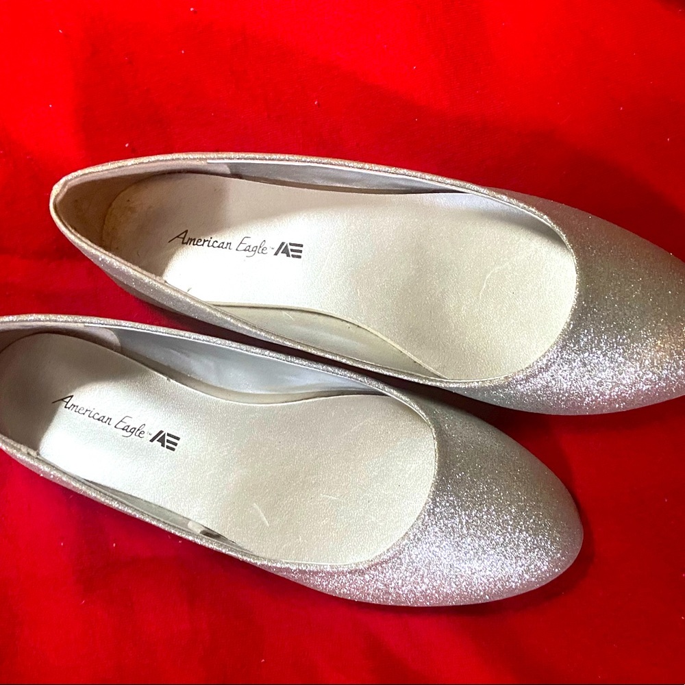 Silver glitter flats sz 6.5